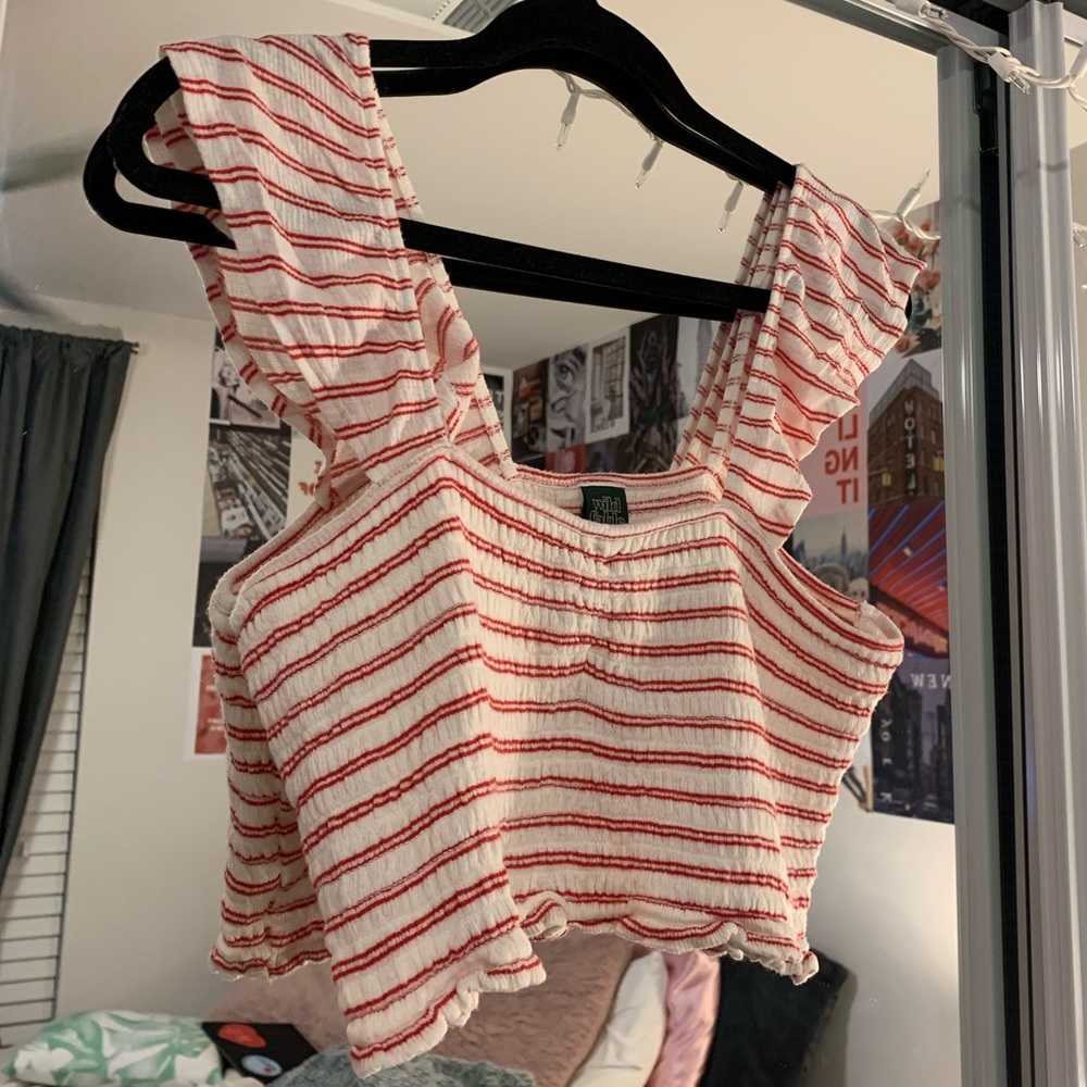 ✭Red Striped Crop Top